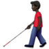 👨🏿‍🦯 man with white cane: dark skin tone display on Apple